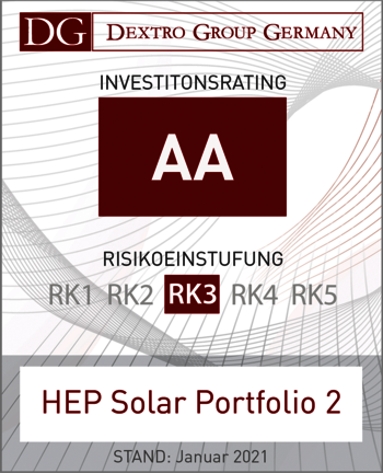 Dextro Investitionsrating HEP Solar Portfolio 2
