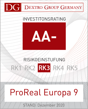 Dextro Rating Siegel Investmentfonds ProReal Europa 9 Dextro Rating Siegel Investmentfonds ProReal Europa 9
